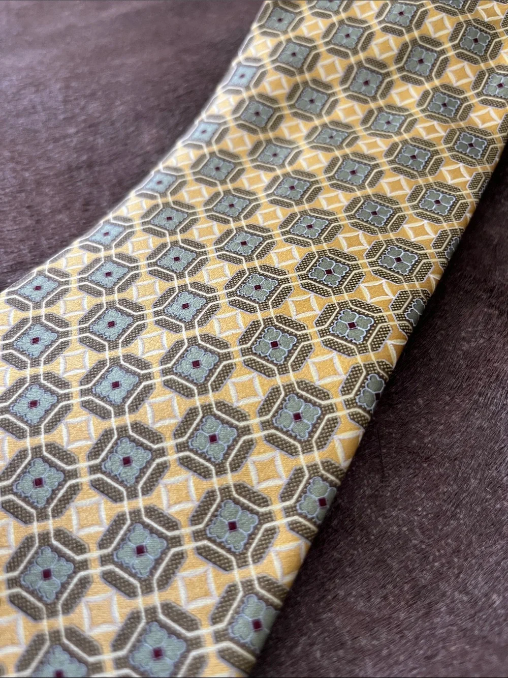 Ermenegildo Zegna Silk Geometric Pattern Made in Italy Tie